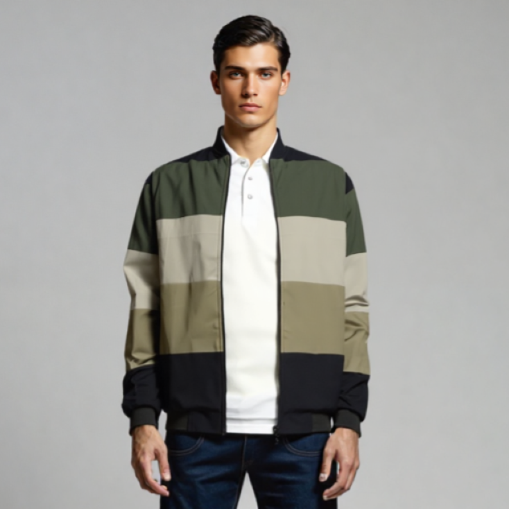 COLLOUR BLOCKED COTTON JACKET