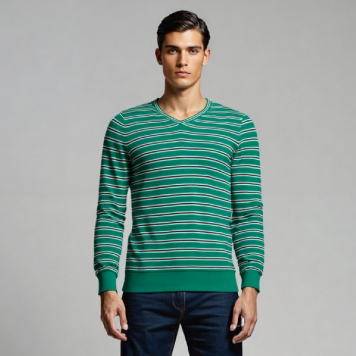 MEN's STRIP SWEATER S V-NECK