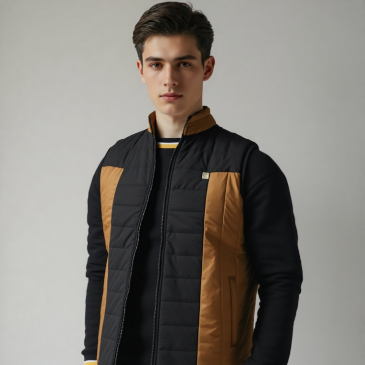 COLOUR BLOCK SLEEVELESS JACKET