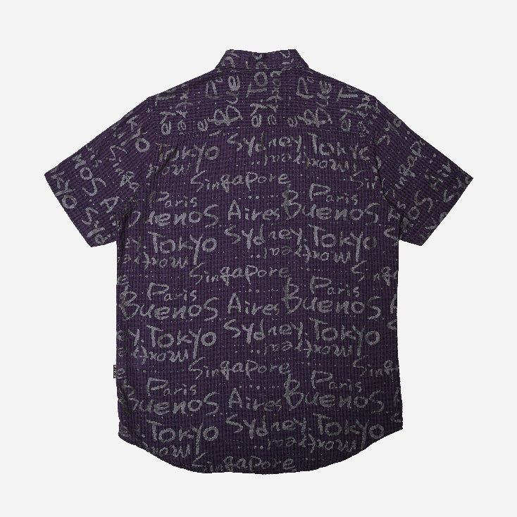 PURPLE ALPHABET PRINTED SHIRT H/S