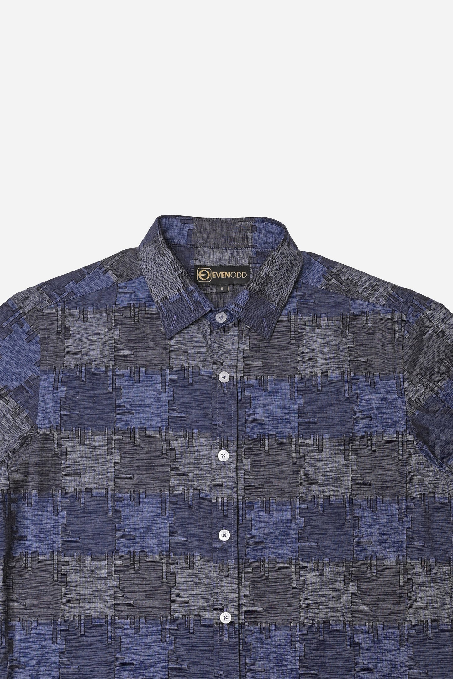 NAVY TEXTURE SELF DESIGN SHIRT H/S