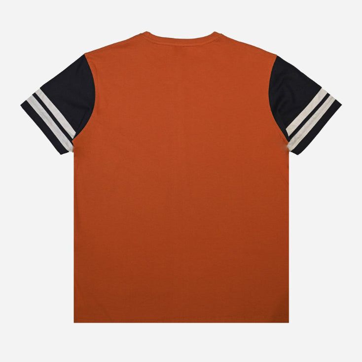 CONTRAST PANEL SLEEVE T-SHIRT RUST