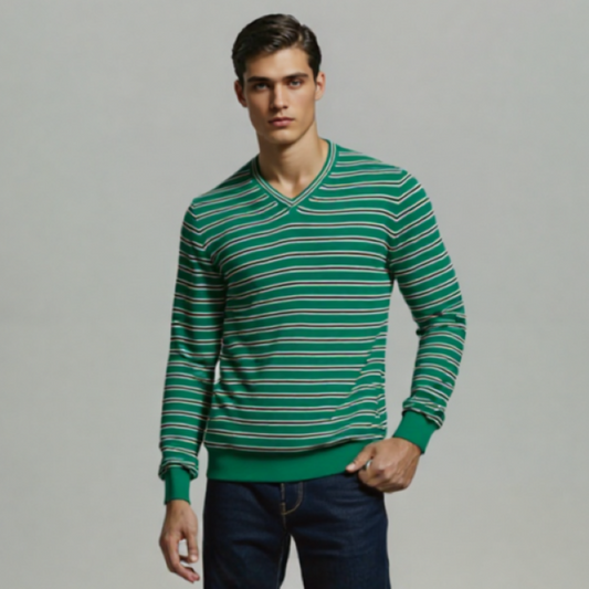 MEN's STRIP SWEATER S V-NECK