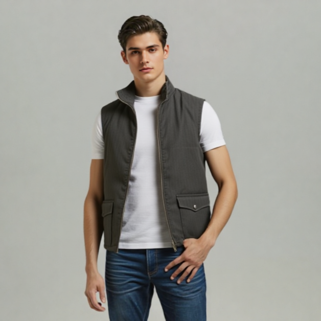 DARK GRAY S/L WOOL BLENDED JACKET