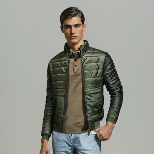OLIVE FULL SLEEVE PUFFER JACKER