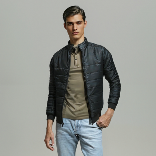 BLACK FULL SLEEVE PUFFER JACKET