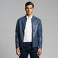 MEN's PU LEATHER JACKET BLUE