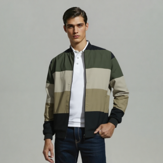 COLLOUR BLOCKED COTTON JACKET