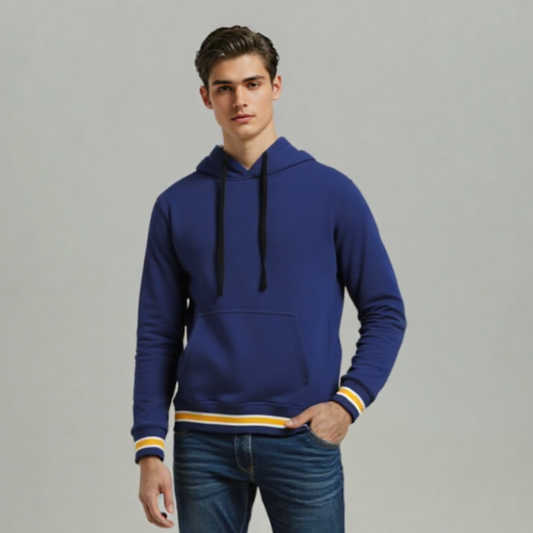 KANGROO POCKET RIB TIPPING HOODIE