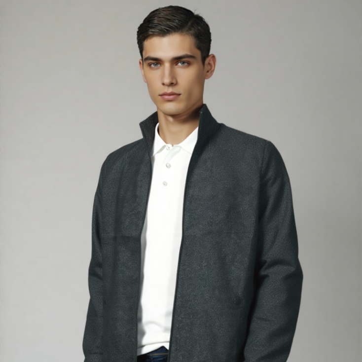 MOCK NECK SELF TECTURE JACKET