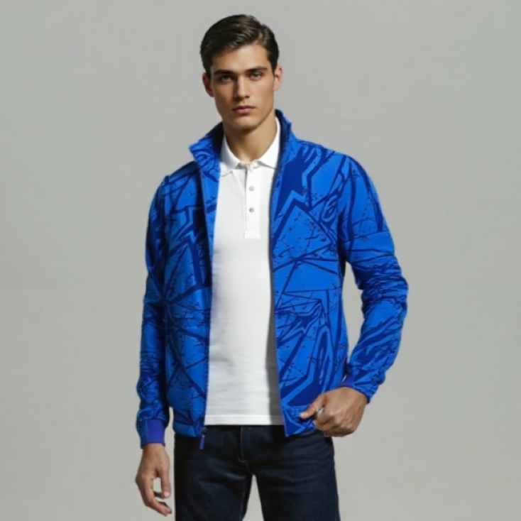 BLUE FULL SLEEVE PRINTED JACKET
