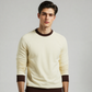 CREAM & BROWN SWEATSHIRT WITH TIPPING RIB