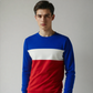 COLLAR BLOCK ROUND NECK SWEATSHIRT