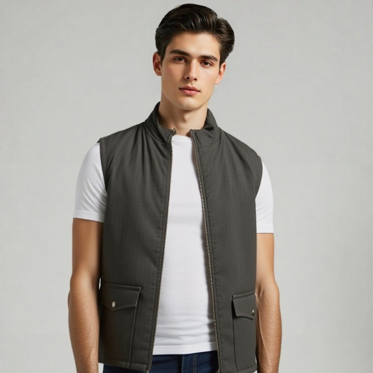 DARK GRAY S/L WOOL BLENDED JACKET