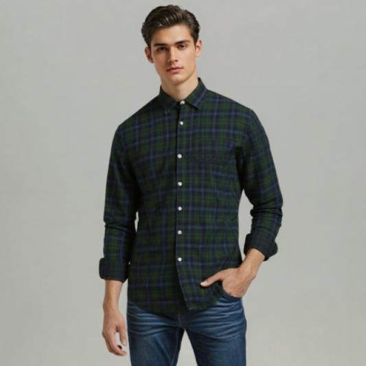 CASUAL SHIRT F/S GREEN CHECK