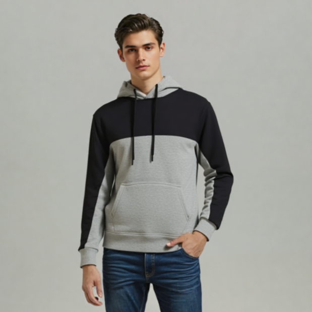 COLOUR BLOCK HOODIE GRAY / BLACK