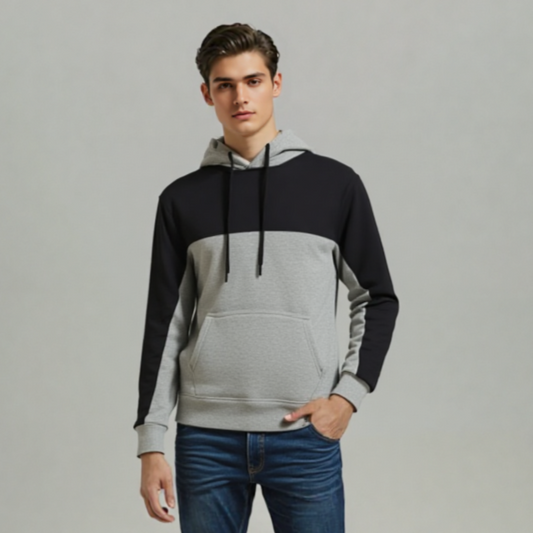 COLOUR BLOCK HOODIE GRAY / BLACK