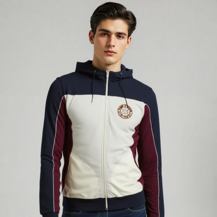 CUT & SEW ZIPPER HOODIE