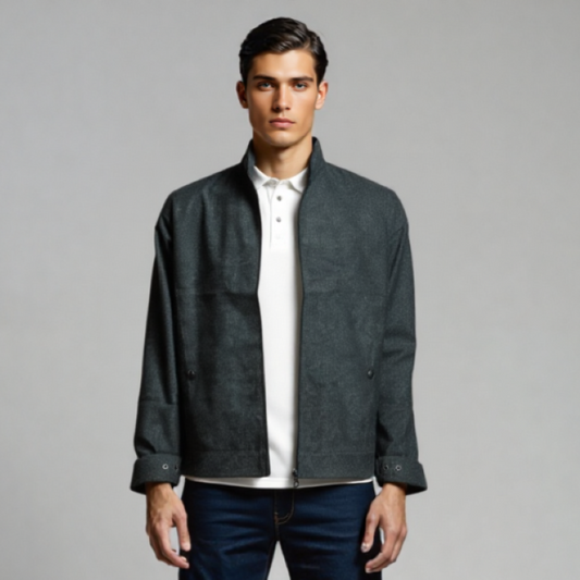 MOCK NECK SELF TECTURE JACKET