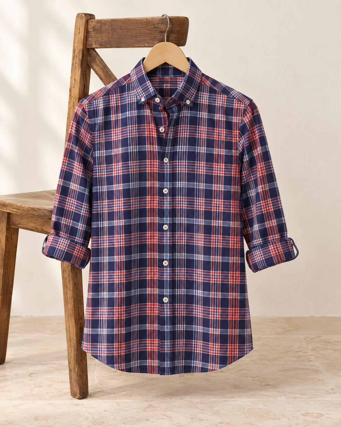 CASUAL SHIRT NAVY CHECK