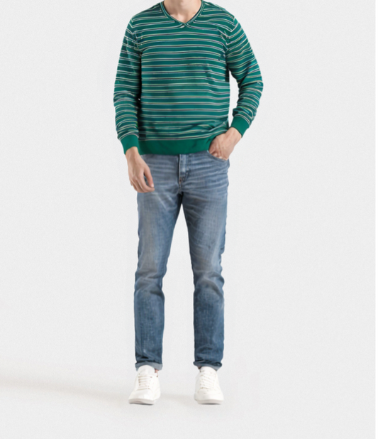 MEN's STRIP SWEATER S V-NECK