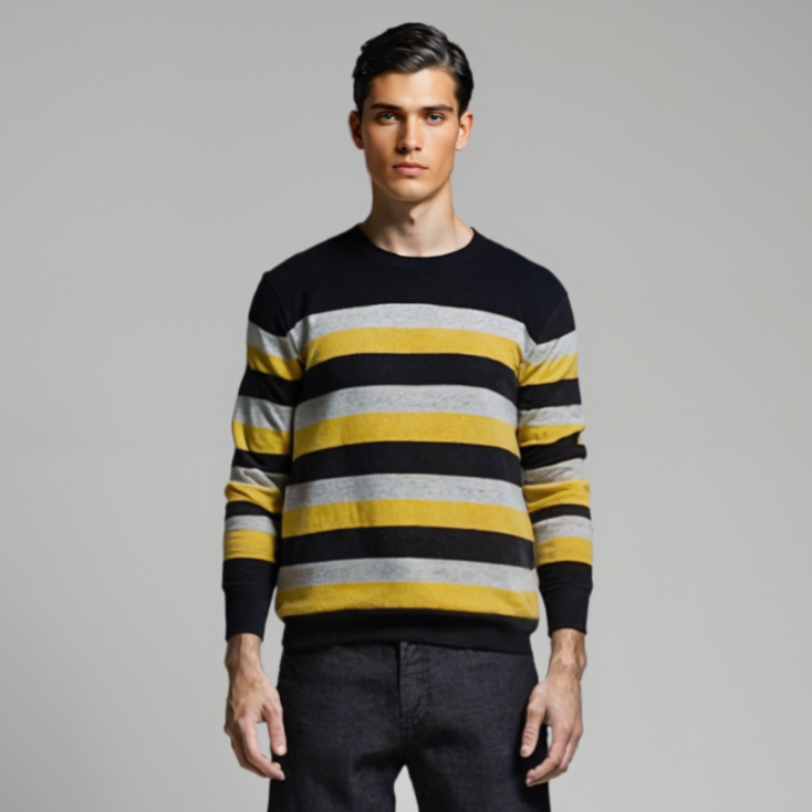 MEN's F/S MULTI STRIP SWEATER