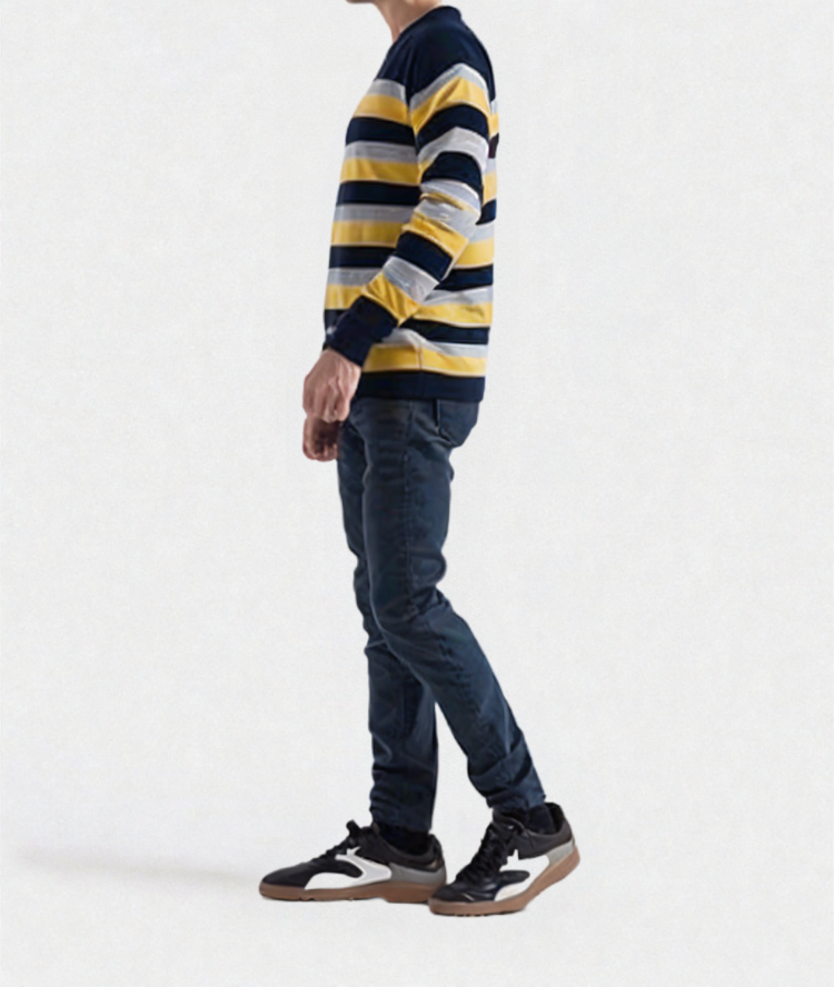 MEN's F/S MULTI STRIP SWEATER