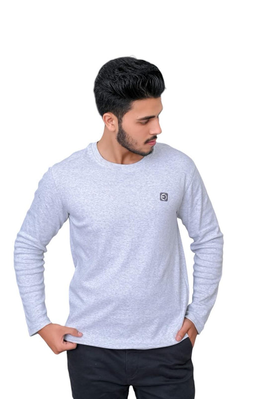 MENS WHITE L/SLEEVE CREW NECK TEE