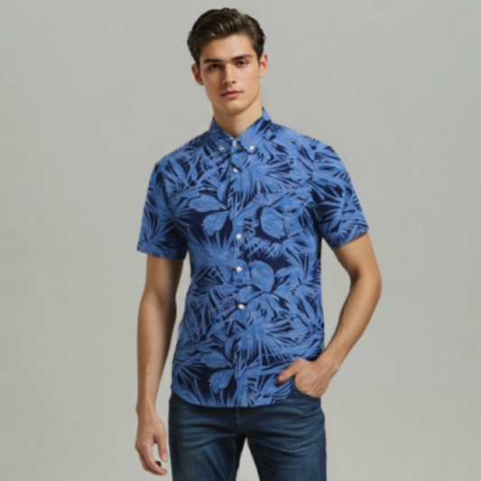 BLUE LEAF PRINTED SHIRT H/S