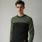 CHAIN YARN FLEECE SWEATSHIRT GRN/BLK