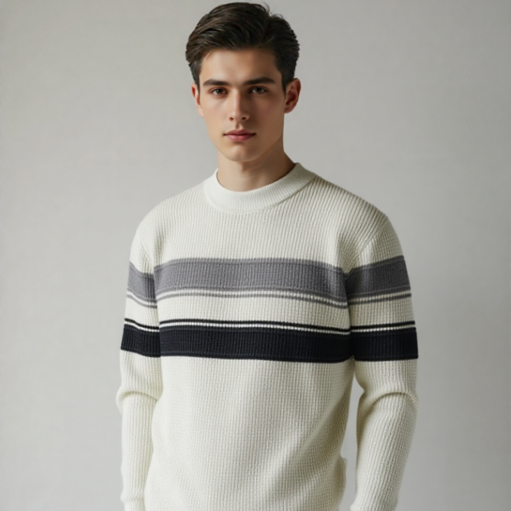 TEXTURE STRIP SWEAT SHIRT