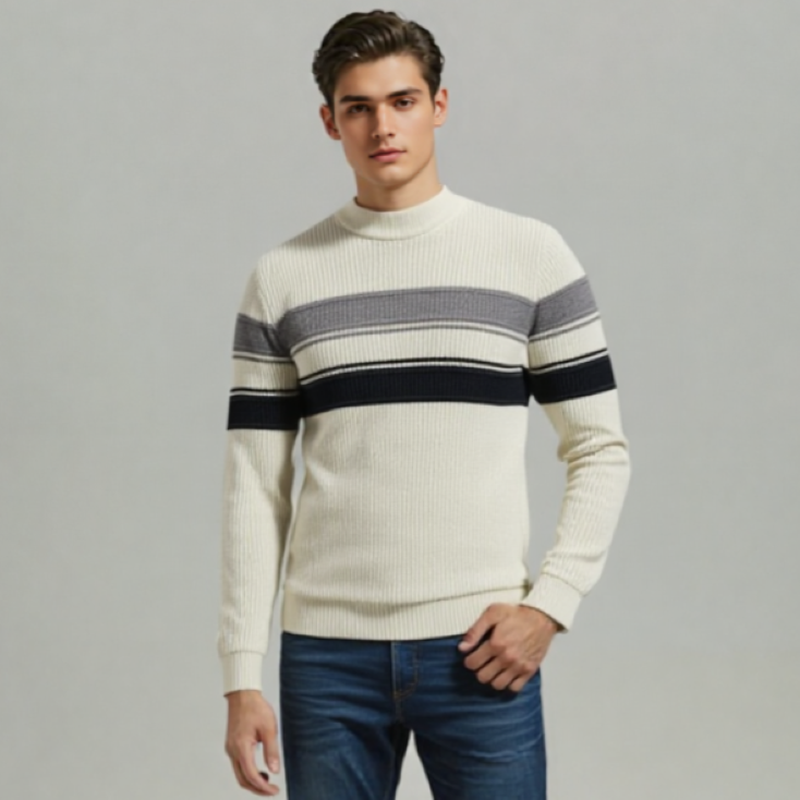 TEXTURE STRIP SWEAT SHIRT