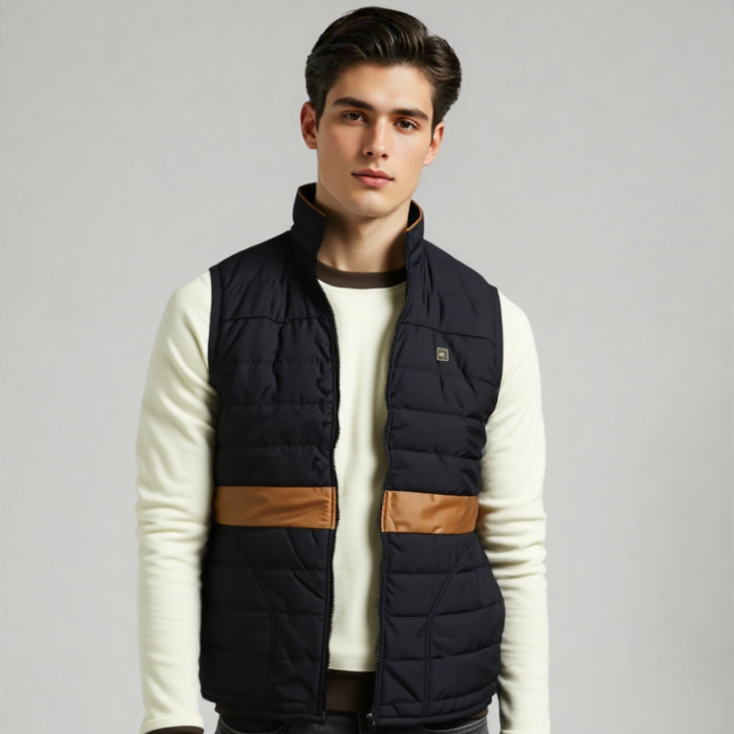 BLACK SLEEVELESS PUFFER JACKET