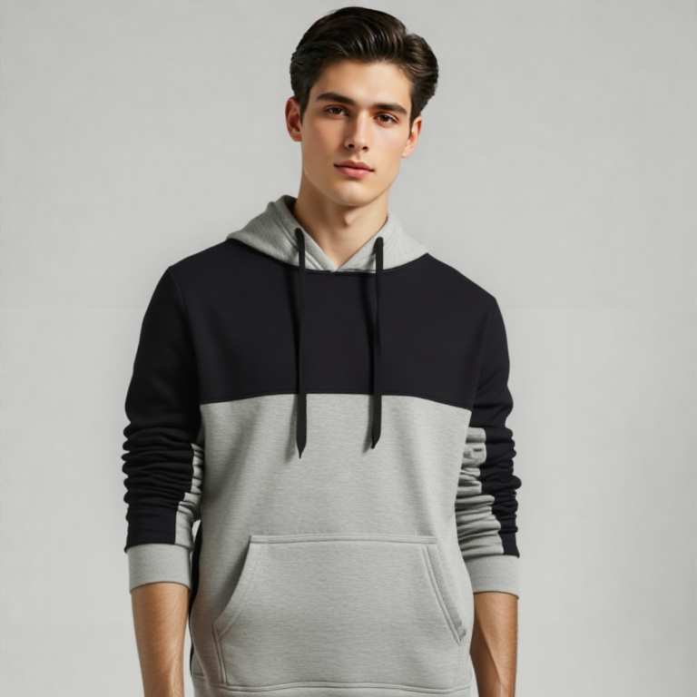 COLOUR BLOCK HOODIE GRAY / BLACK