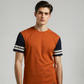 CONTRAST PANEL SLEEVE T-SHIRT RUST
