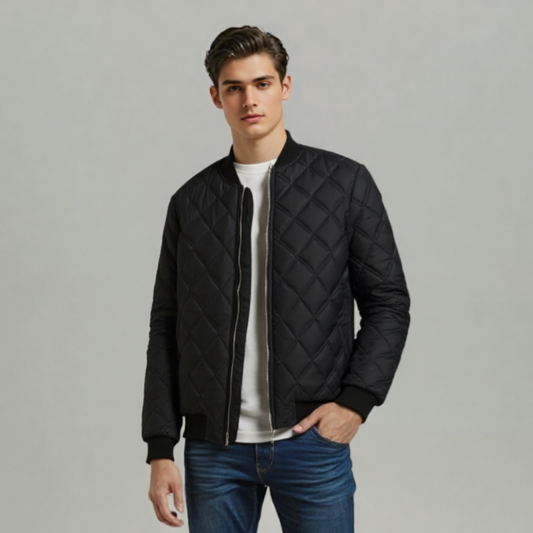 MENS BLACK F/S QUILTED JACKET