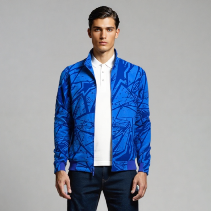 BLUE FULL SLEEVE PRINTED JACKET