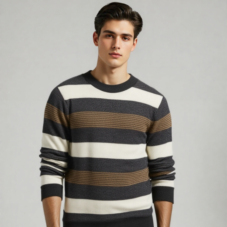 YARN DYED STRIP SWEAT SHIRT