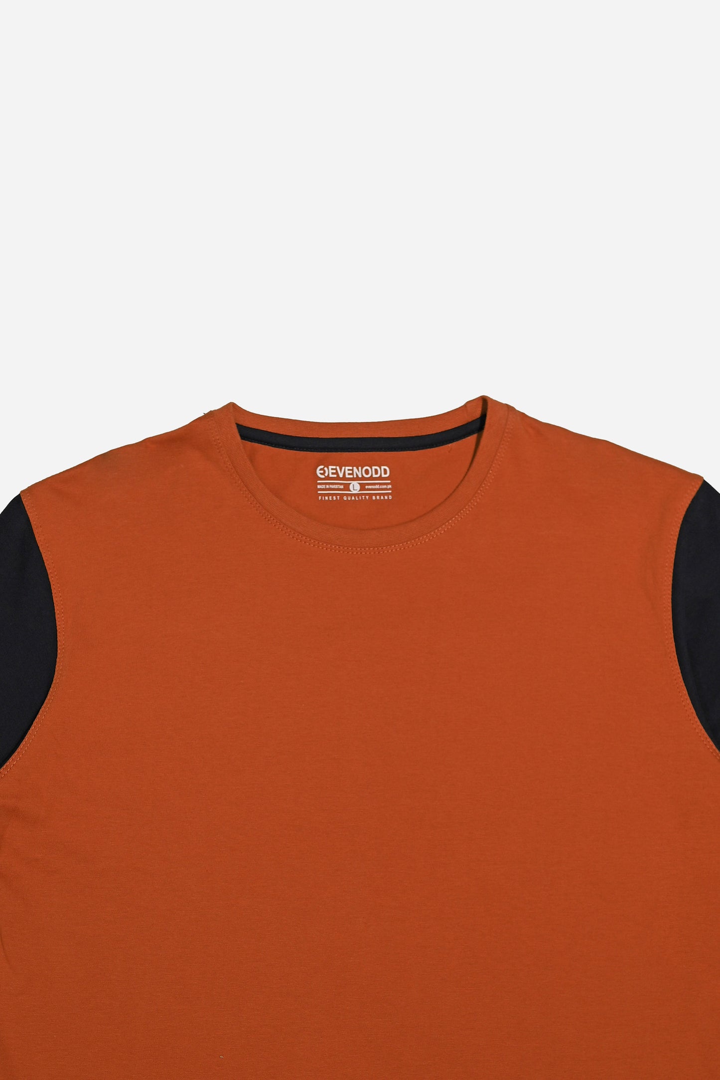 CONTRAST PANEL SLEEVE T-SHIRT RUST