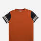 CONTRAST PANEL SLEEVE T-SHIRT RUST