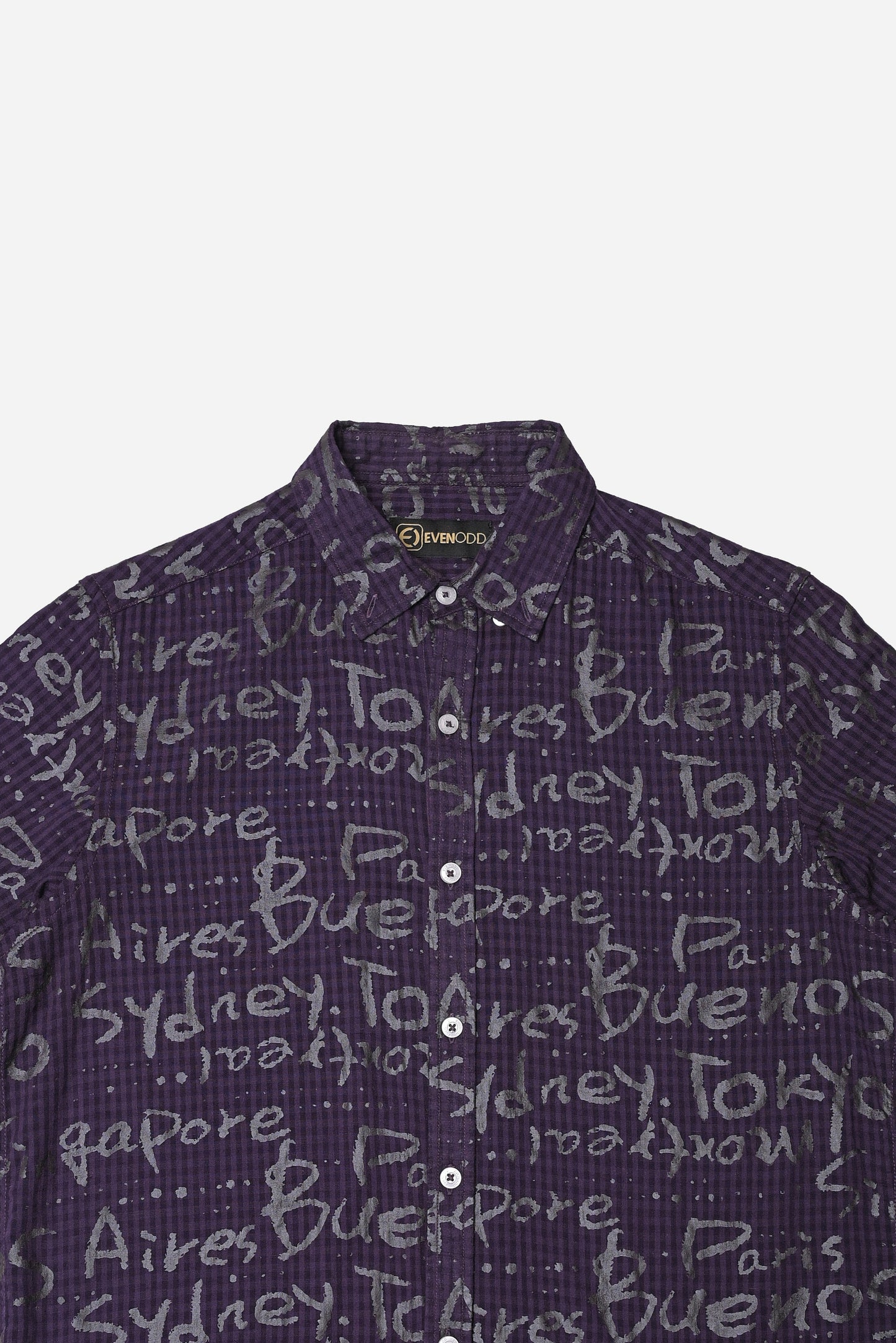 PURPLE ALPHABET PRINTED SHIRT H/S