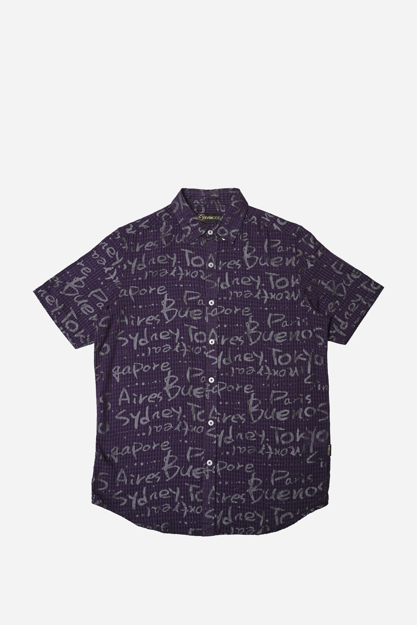 PURPLE ALPHABET PRINTED SHIRT H/S