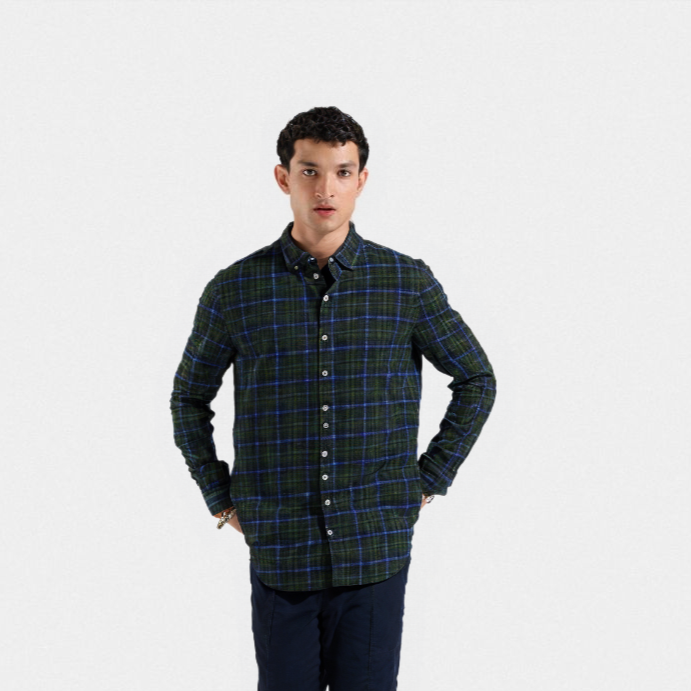 CASUAL SHIRT F/S GREEN CHECK