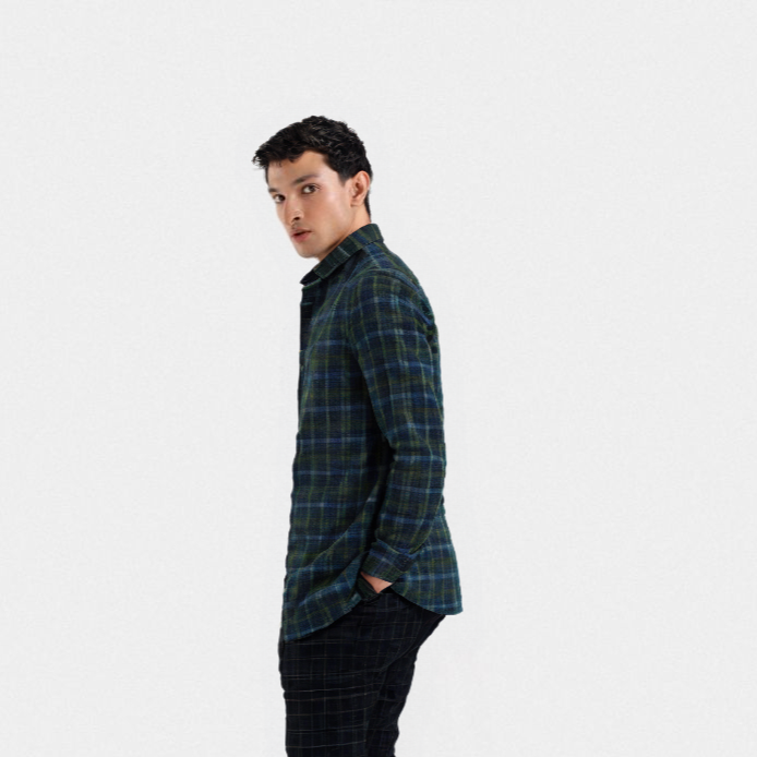 CASUAL SHIRT F/S GREEN CHECK