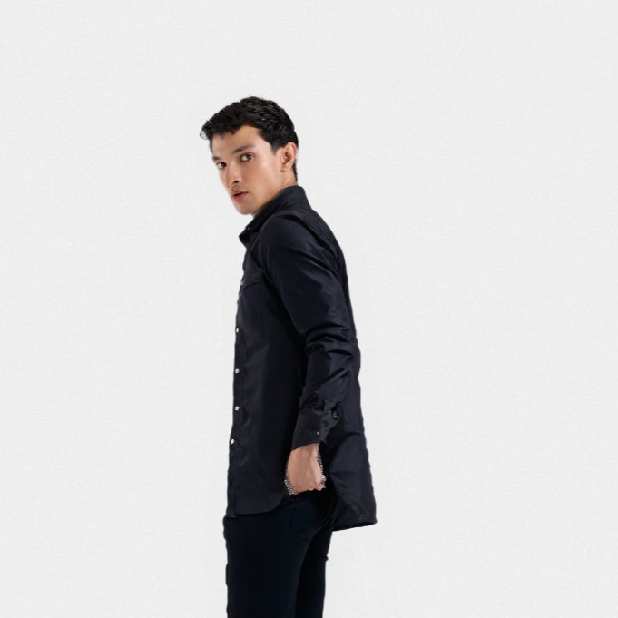 CASUAL SHIRT F/S NAVY PLAIN