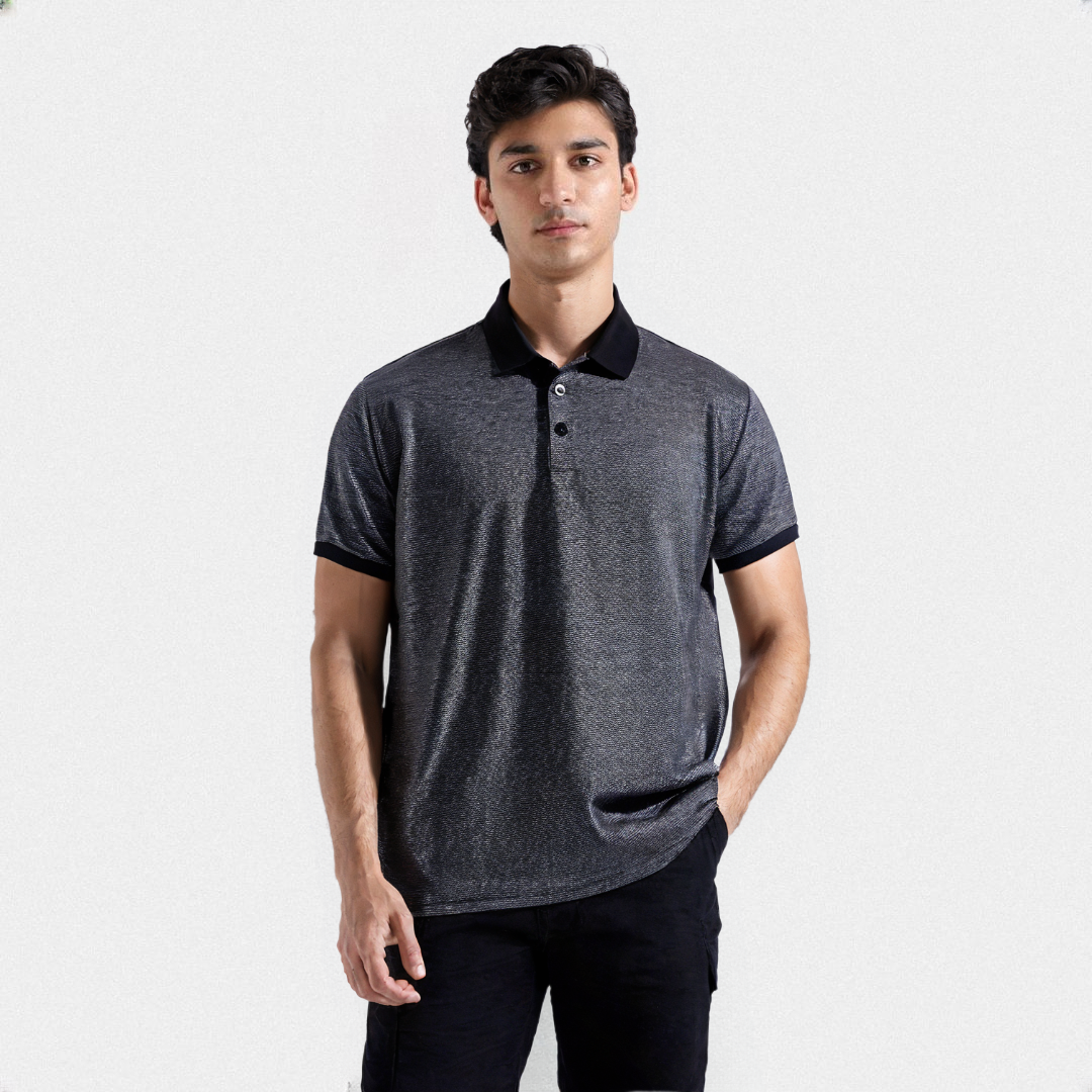 NAVY BLUE CONTRAST BIRD EYE POLO