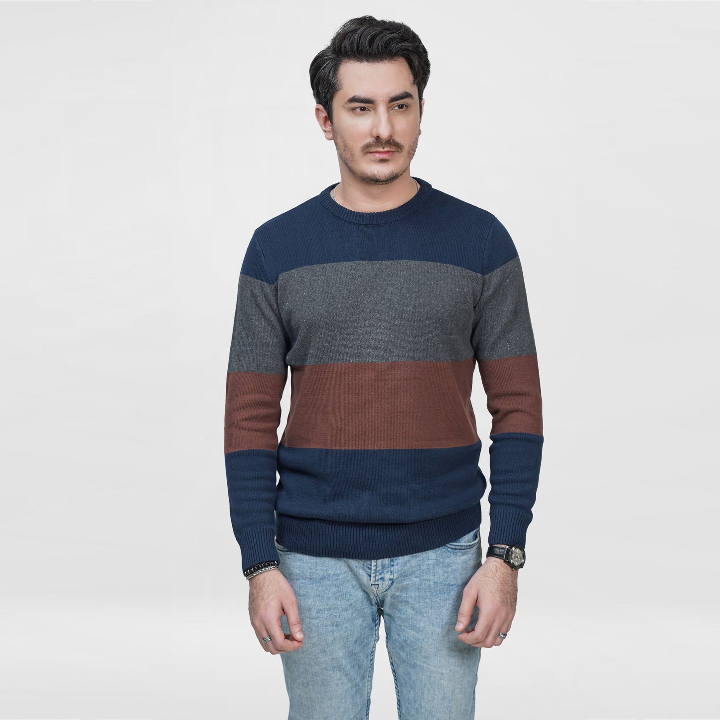 MENS YARN DYED F/S CREW NECK SWEATER
